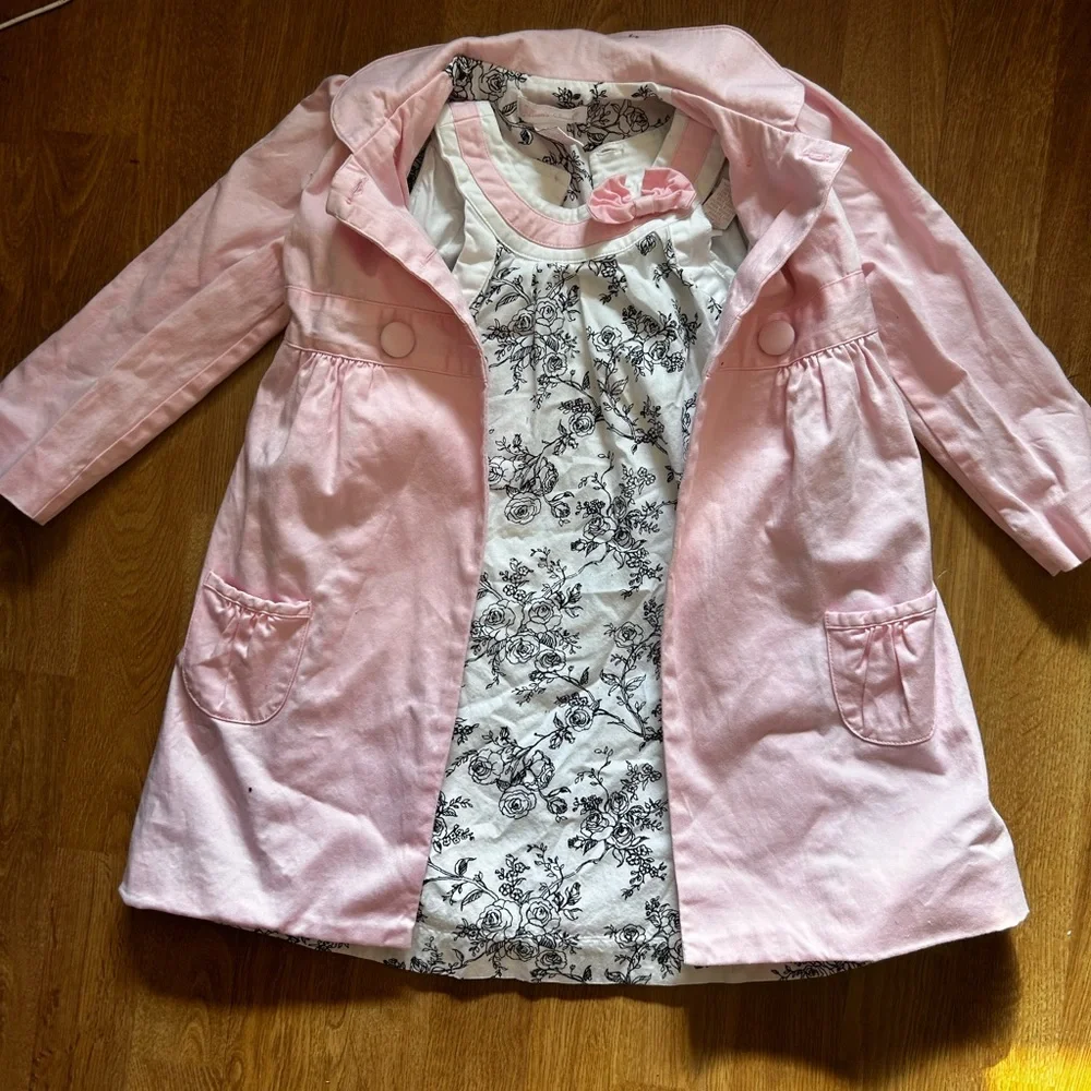 Jillian’s Closet retro pink and white dress with marching coat, for girls 4T
